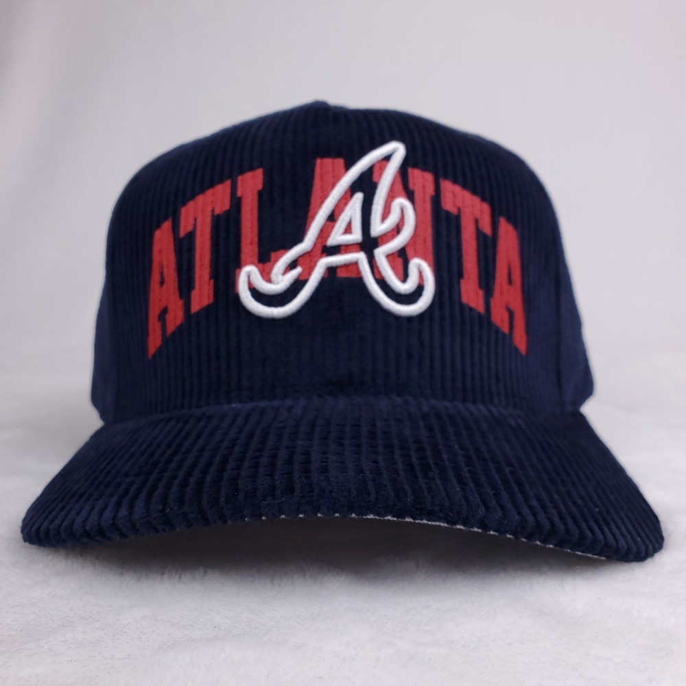 Atlanta Braves Mitchell & Ness MLB Pro Fit Snapback Hat Cap 3D Logo Navy NWT - Picture 2 of 8
